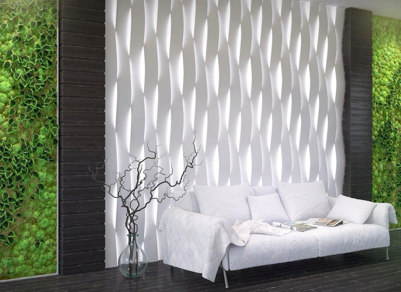 led_wave_4 3D панель из гипса LED WAVE 1000x200x90мм — изображение 1