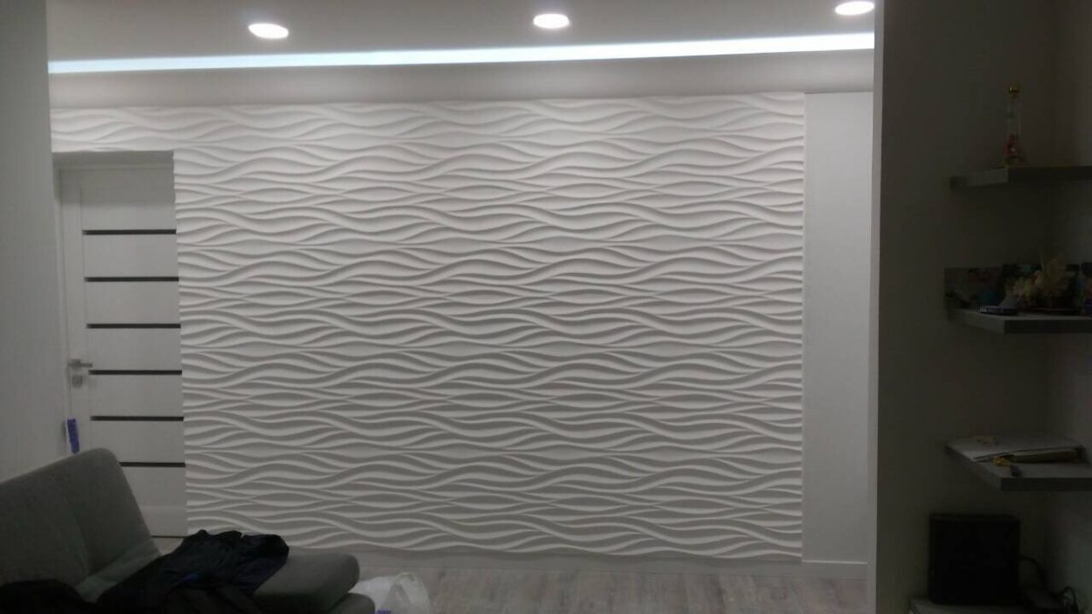 Гипсовые 3D панели из гипса ВОЛНА 500x500x30мм — изображение 3